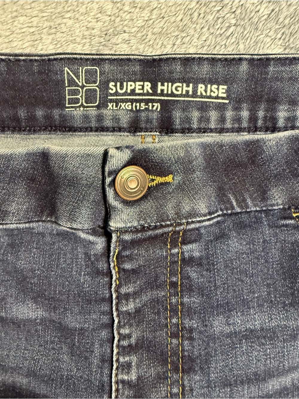 NOBO Dark Indigo High-Rise Jeans with Gold Stitching